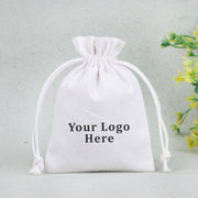 White Indian Cotton Jewelry Pouches, Small Coin Storage Bags, Cosmetic Packaging Pouches - CraftJaipur